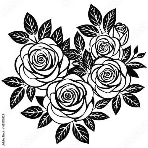 Set of pink rose floral with green leaves. Elegant wedding concept, perfect for greeting cards or invitation designs. Vector arrangements.