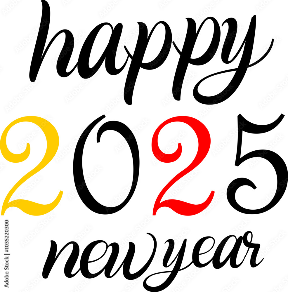 Obraz premium Happy New Year 2025 Vector Text Image