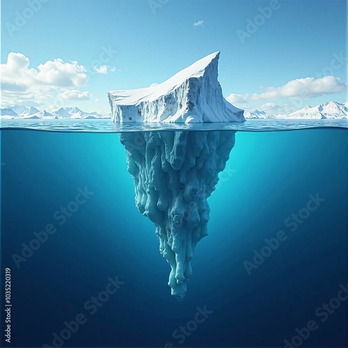 Iceberg - Hidden Danger and the Threat of Global Warming: An Invisible Environmental Crisis and the Warning of Glacier Melting