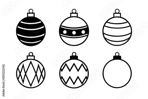 Christmas ball set, Christmas ball icon vector, Christmas bauble vector illustration	
