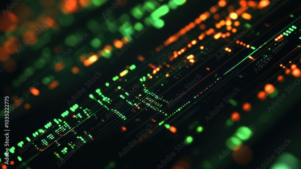 Abstract Digital Background with Green and Orange Lights Abstract Digital Background with Green and Orange Lights