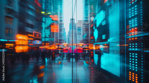 Wallpaper Mural Abstract business smart city and charts and graphs with statistics to innovative analyze business potential and forecast future development of companies growth. Torontodigital.ca