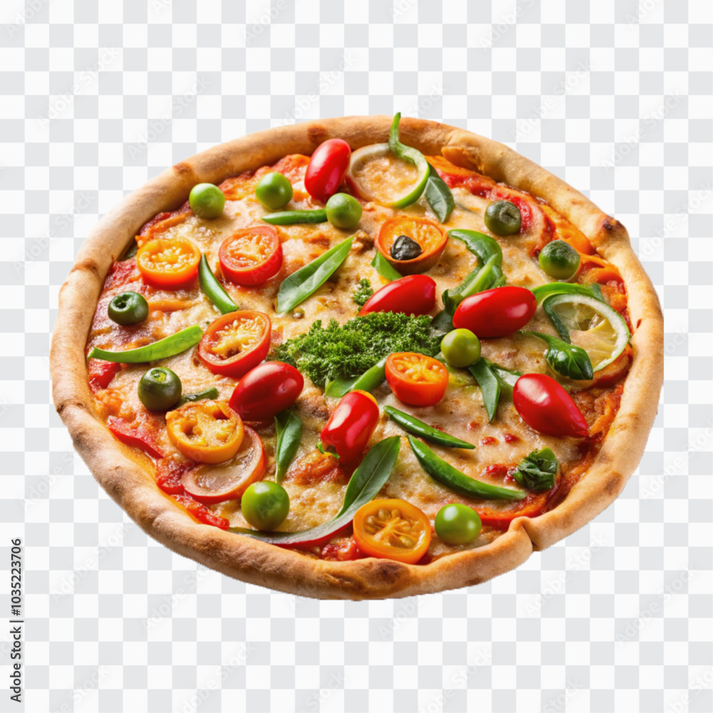 delicious pizza with ham and bacon slices, mozzarella cubes, tomatoes, bell pepper png design delicious pizza with ham and bacon slices, mozzarella cubes, tomatoes, bell pepper png design