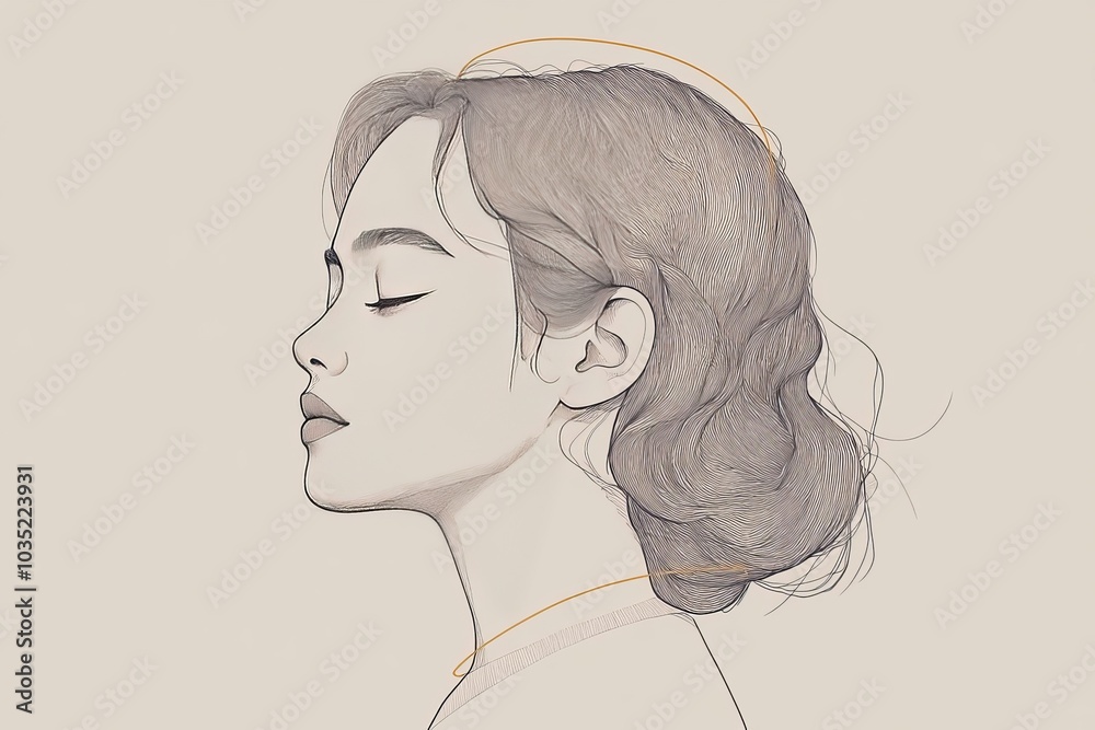 Sketch illustration of a woman in peaceful meditation with closed eyes symbolizing calm serenity and mindfulness in a minimalist elegant design Sketch illustration of a woman in peaceful meditation with closed eyes symbolizing calm serenity and mindfulness in a minimalist elegant design