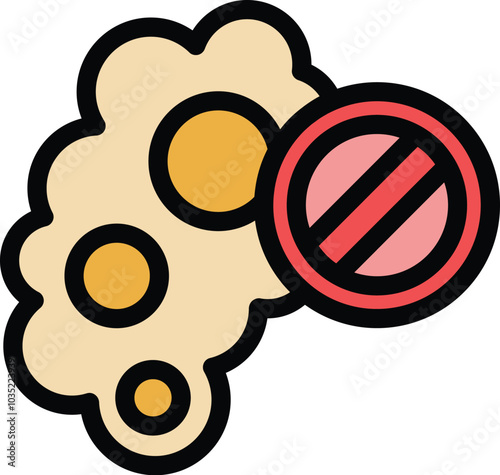 Stop lactose sign with cheese icon, outline vector illustration