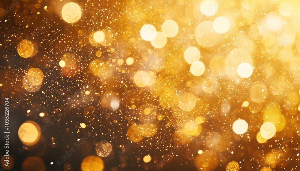 High-res golden raining light bokeh effect for festive and night events. High-res golden raining light bokeh effect for festive and night events.