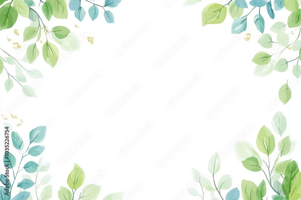 Fresh green leaves border against a white background symbolizing nature growth and renewal in a clean natural design Fresh green leaves border against a white background symbolizing nature growth and renewal in a clean natural design