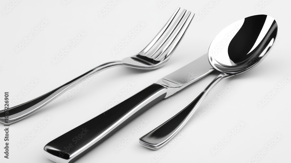 A close-up of a table setting with two forks and one knife, suitable for food photography or still life compositions A close-up of a table setting with two forks and one knife, suitable for food photography or still life compositions