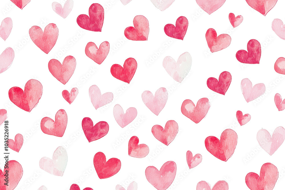 Charming watercolor heart pattern in shades of pink and red on a transparent background. perfect for romantic and Valentine's Day themed designs. Charming watercolor heart pattern in shades of pink and red on a transparent background. perfect for romantic and Valentine's Day themed designs.