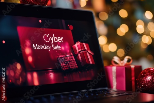 E-commerce Deals Page: A dynamic shot of an online store homepage showcasing "Cyber Monday Sale" deals, with flashing offers for gadgets and electronics. 