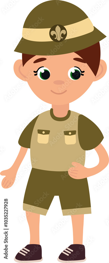 Naklejka premium Cheerful Boy Scout Character Illustration