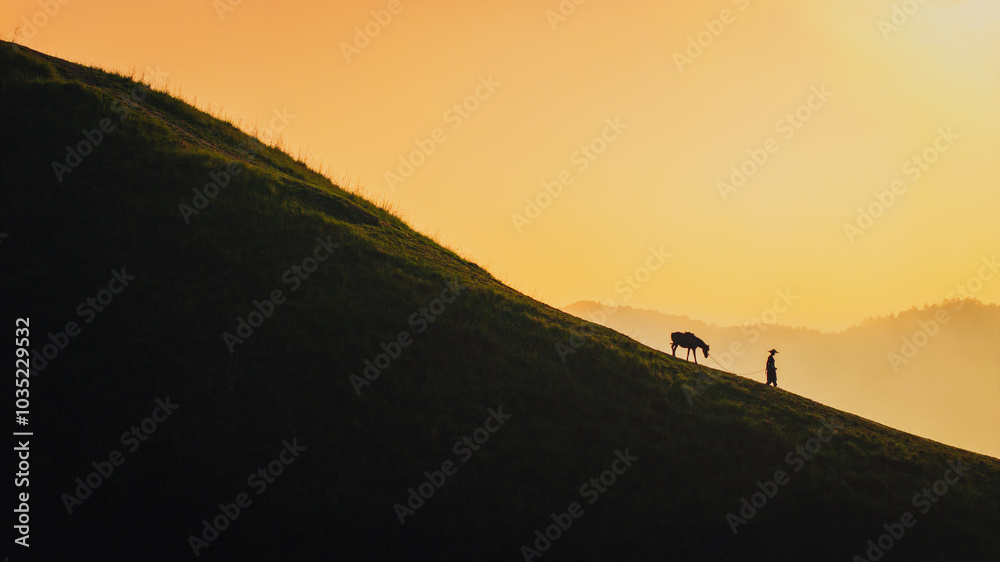 Blue sky and fresh morning. A peaceful, refreshing feeling. View of the hills surrounding Ba Quang, Ha Lang district, Cao Bang province, Vietnam