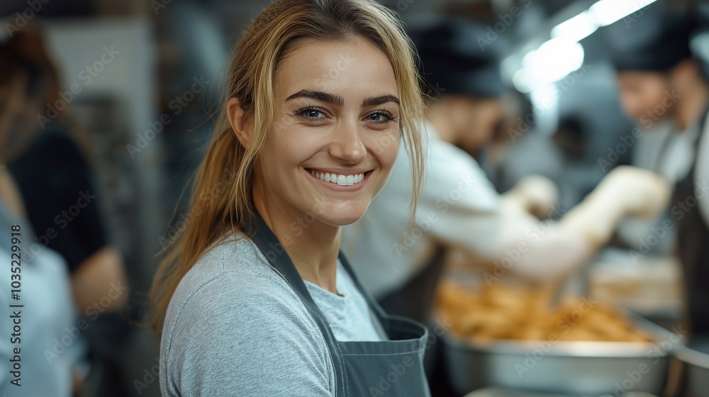 Woman volunteer in the kitchen, helping those in need, volunteering, charity Woman volunteer in the kitchen, helping those in need, volunteering, charity