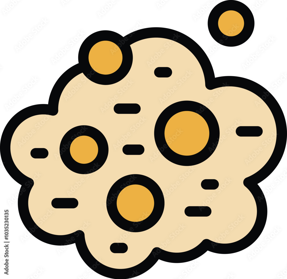 Fototapeta premium Simple vector illustration of an asteroid flying through space leaving a yellow trail