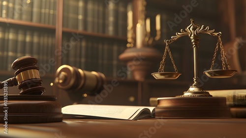 Law and justice, featuring symbols like a gavel, scales of justice, and legal documents