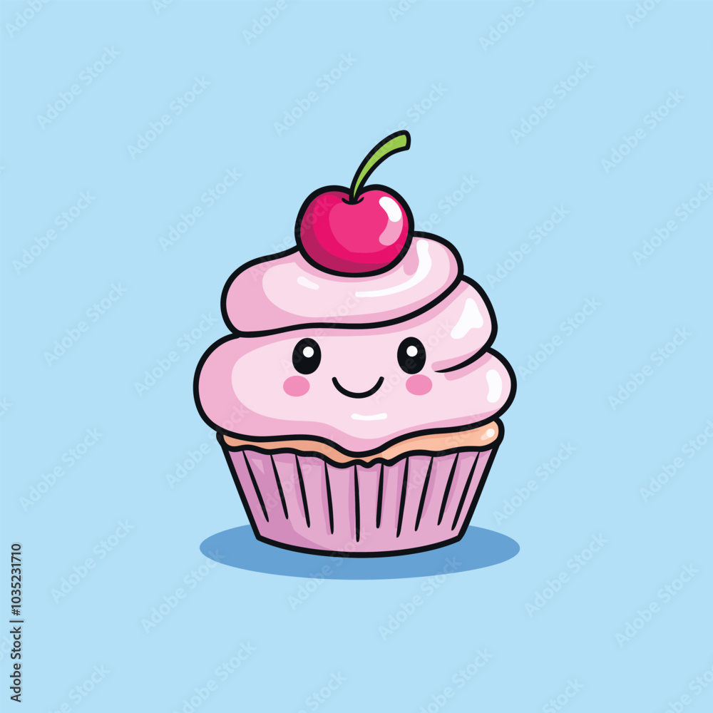Delicious Cartoon Cupcake Character Vector for Pastry Shops Delicious Cartoon Cupcake Character Vector for Pastry Shops