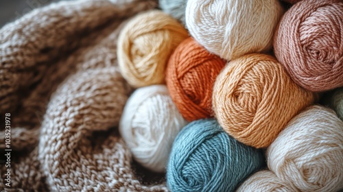 Soft Pastel Wool Yarns: A Cozy Collection of Neutral and Warm Colors photo