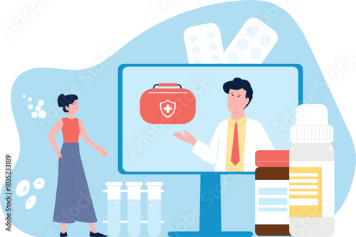 Telemedicine concept. Online first aid. Virtual healthcare