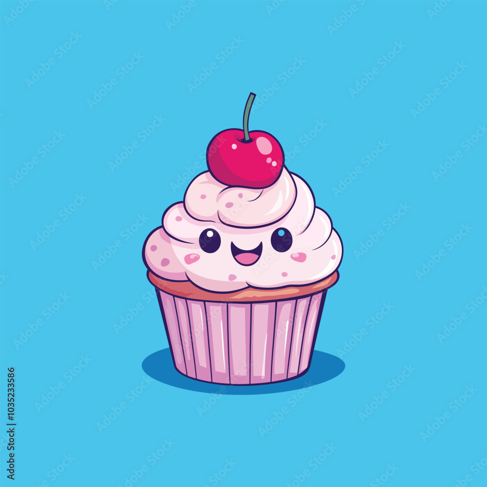 Adorable Cake Character Vector Graphic for Bakery Logos