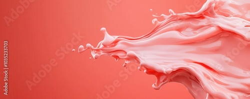 Fluid pink splash isolated on coral background.