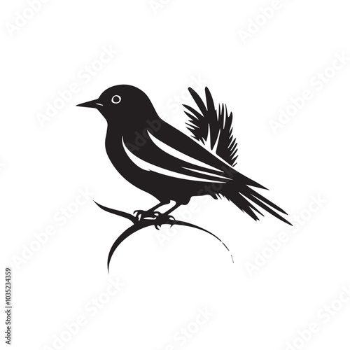 black silhouette vector of a fly bird 