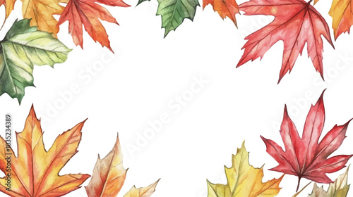 Vector watercolor maple leaves, autumn poster background, autumn travel web banner, autumn and winter leaves, Halloween
