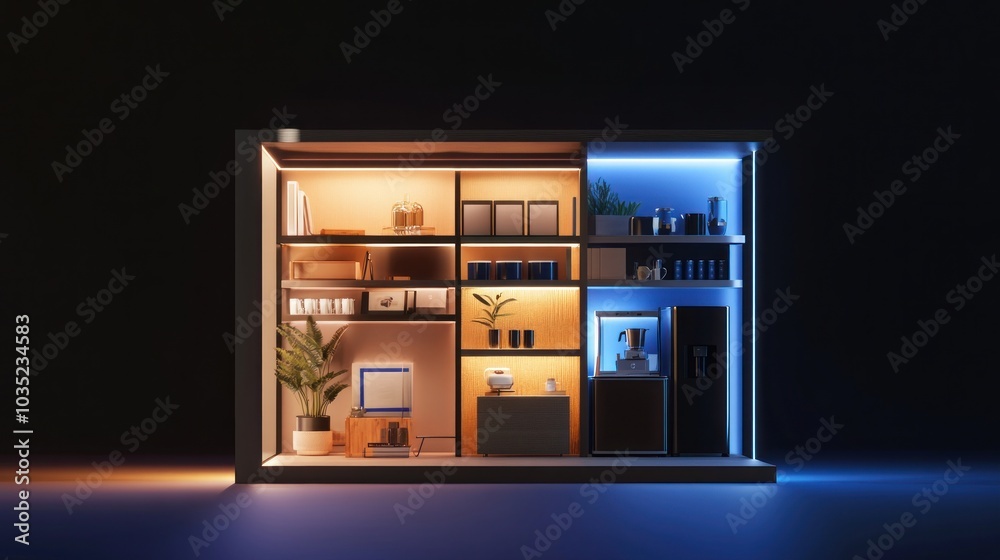 Modern Minimalist Kitchen Cabinet with Warm and Cool Lighting Modern Minimalist Kitchen Cabinet with Warm and Cool Lighting