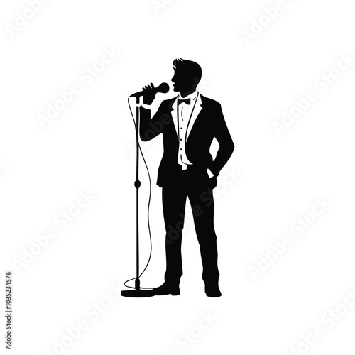 Creative Singing Artist Silhouette Vector Illustration for Logos