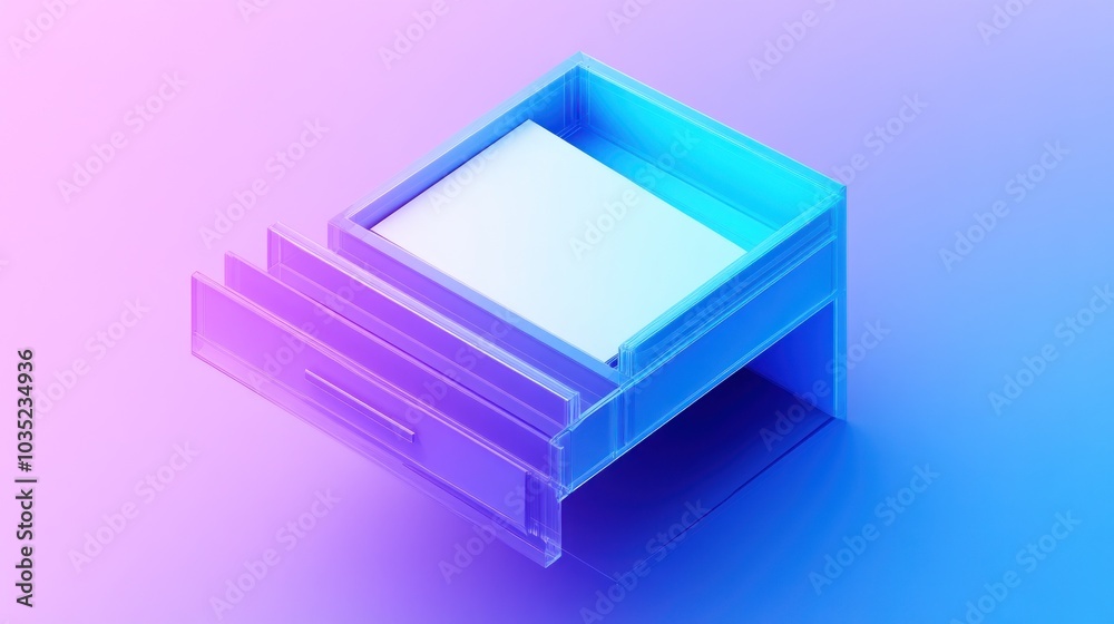 Open Drawer on a Blue Background Open Drawer on a Blue Background