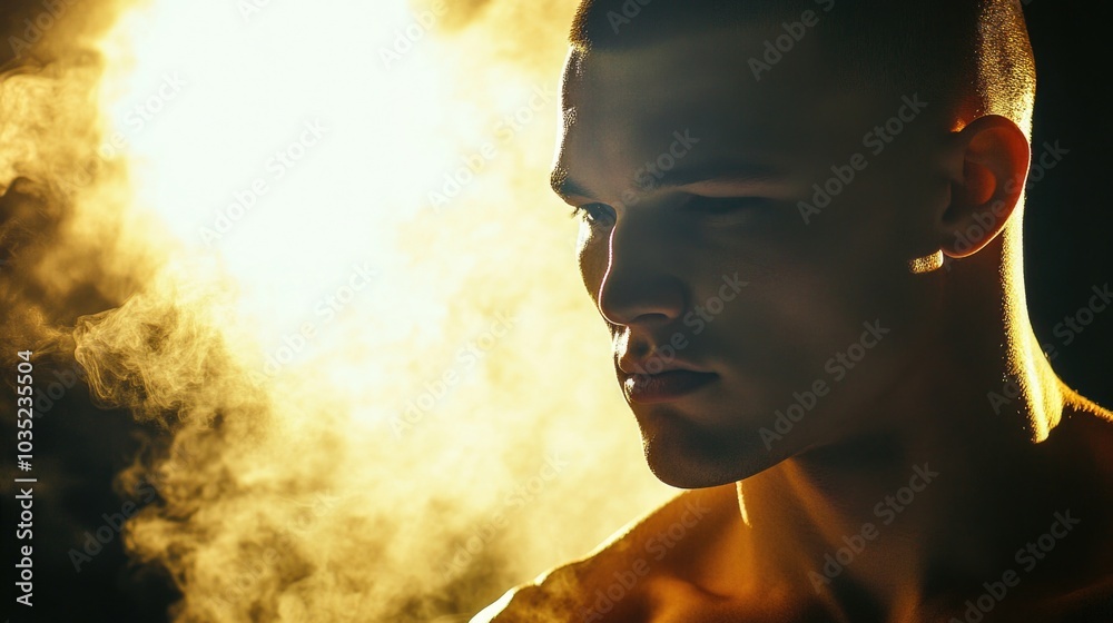 A person lighting up in the darkness