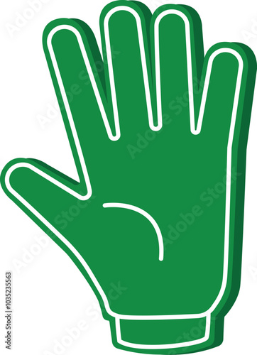 Foam cheering hand. Green sport fan symbol