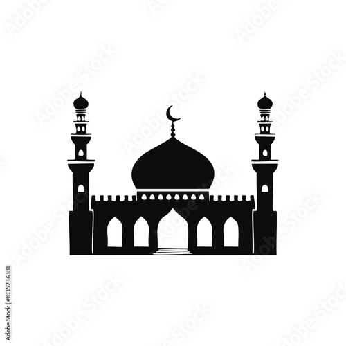 Arabic Mosque Silhouette Vector Graphic for Spiritual Designs