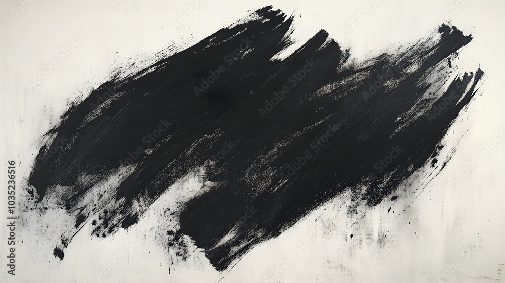 Abstract Black Paint Stroke on White Background
