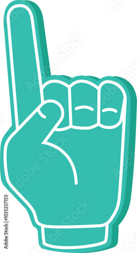 Pointing finger foam glove hand. Sport cheer