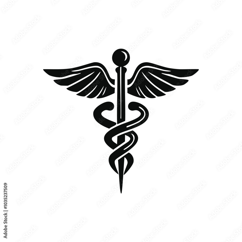 Fototapeta premium Caduceus Vector Graphic for Healthcare and Emergency Branding