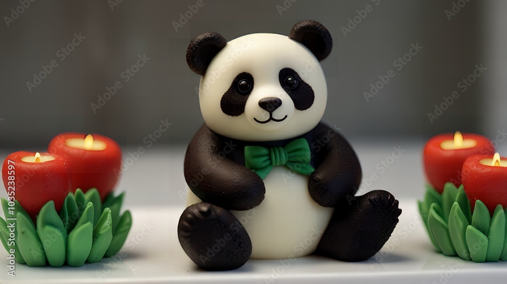 panda with christmas candles