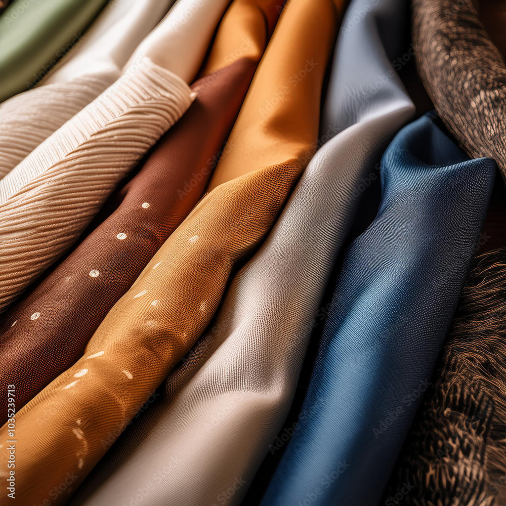 Obraz premium Close-Up of Various Fabric Textures