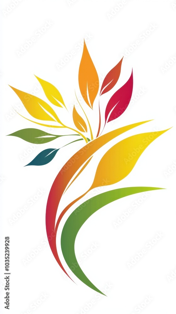 Vibrant abstract representation of nature with colorful leaves in a dynamic flow Vibrant abstract representation of nature with colorful leaves in a dynamic flow