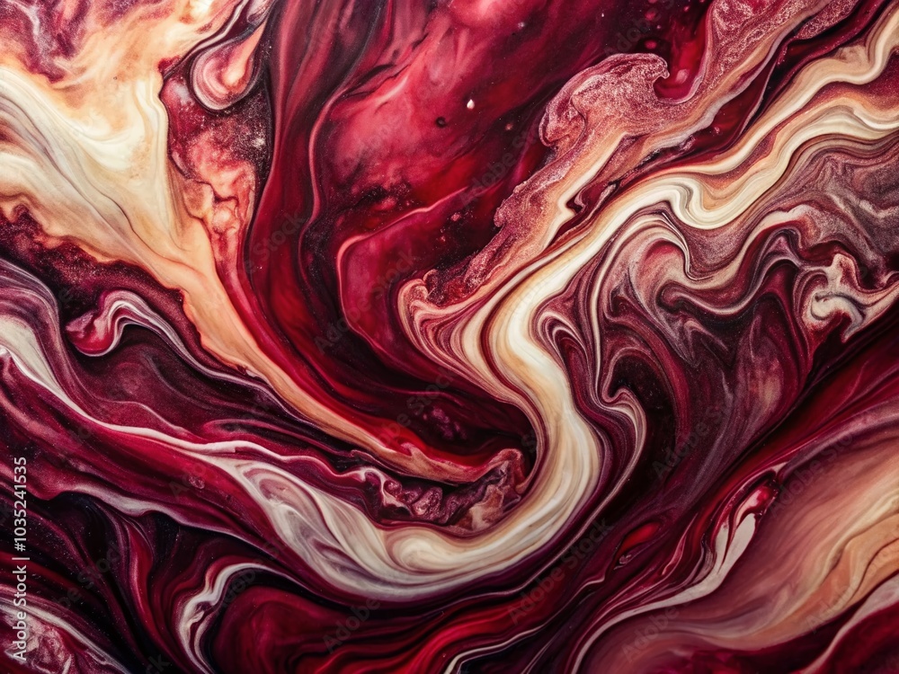 Abstract Burgundy Fluid Ink Washes in Surreal Marble Patterns for Unique Home Decor Abstract Burgundy Fluid Ink Washes in Surreal Marble Patterns for Unique Home Decor