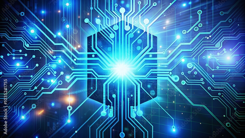 Abstract Circuit Board Silhouette in Blue Medical Technology Background for Futuristic Business Concepts Abstract Circuit Board Silhouette in Blue Medical Technology Background for Futuristic Business Concepts