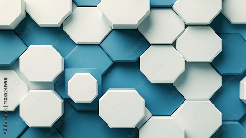 Fototapeta premium Abstract Pattern of Hexagons on Blue Background