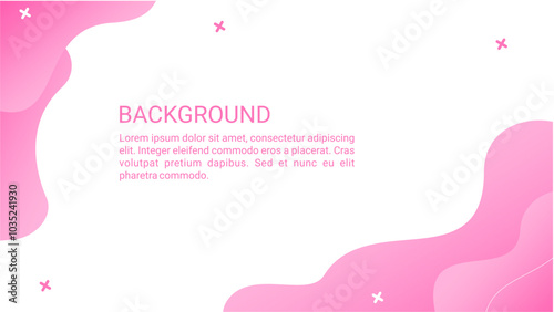 Cute Pink Abstract Background with Wavy Shapes, Pastel Gradient, and Lorem Ipsum Text Template for Feminine Designs and Branding