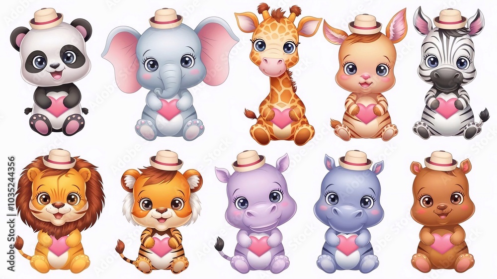 many vectors of cute kawaii baby animals, white background many vectors of cute kawaii baby animals, white background