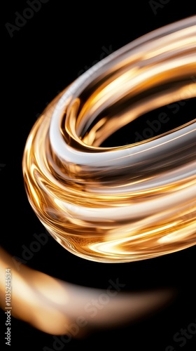 Abstract swirl design with golden tones on a black background, ideal for modern art. photo