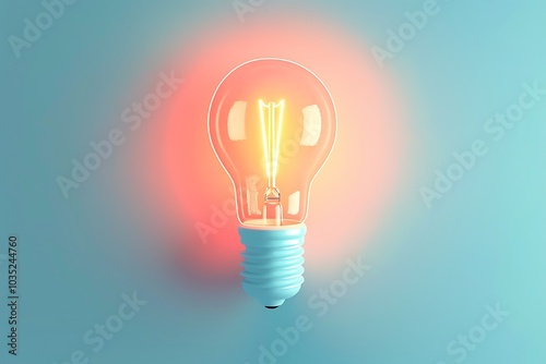 A sleek bulb icon with a subtle glow set against a pastel blue background emphasizing simplicity and modern design