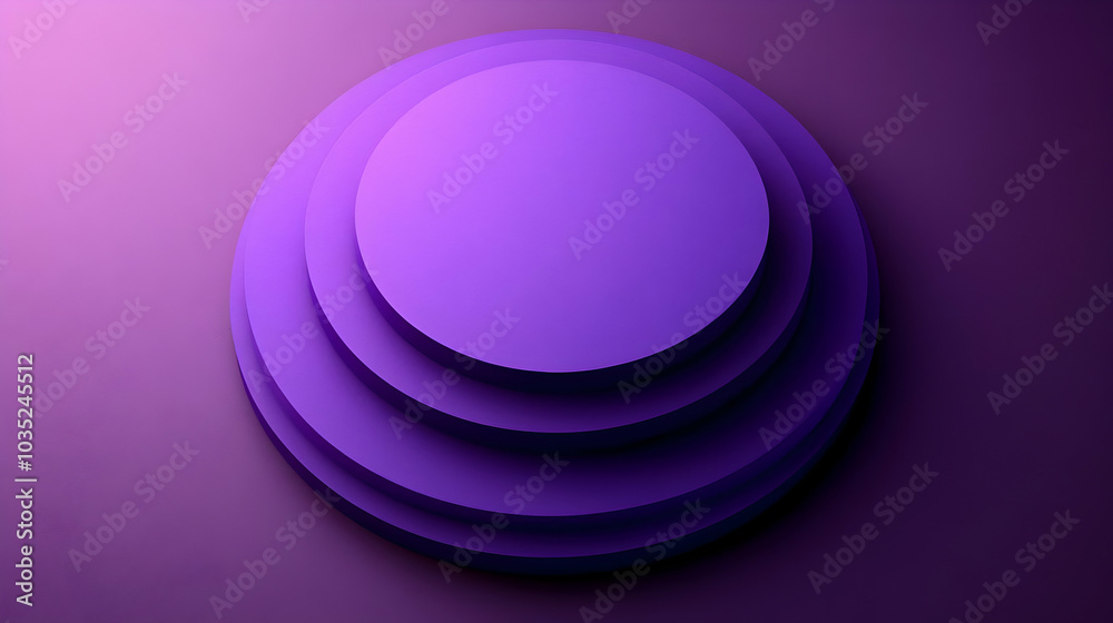 Purple Geometric Shapes: Abstract 3D Design with Circular Layers and Shadows Purple Geometric Shapes: Abstract 3D Design with Circular Layers and Shadows