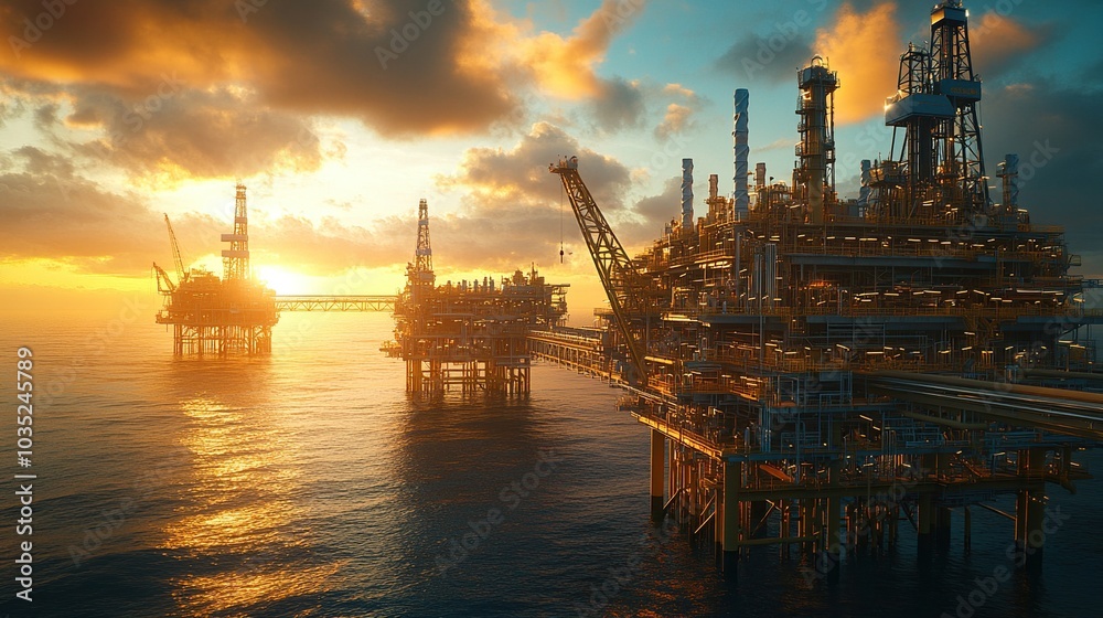 Oil Rig at Sunset