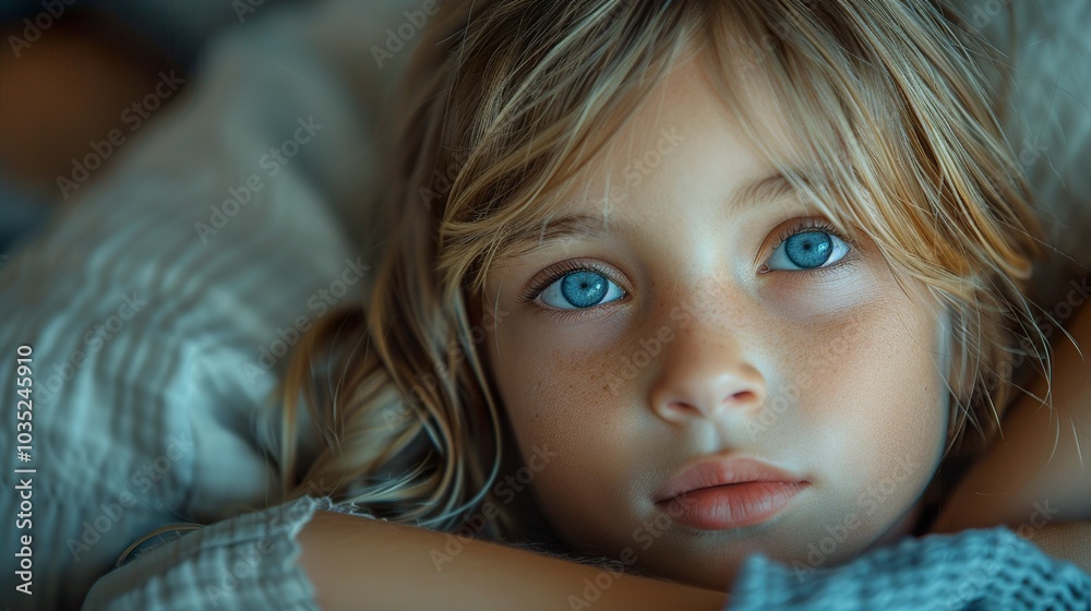 Close-up Portrait of a Young Girl with Blue Eyes Close-up Portrait of a Young Girl with Blue Eyes