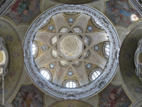 Quadro su tela Cupola, Chiesa di San Lorenzo, Torino, Piemonte, Italia