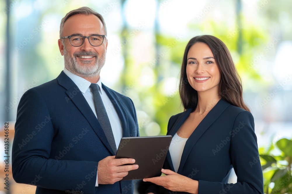 Professional Business Partners Collaborating in Modern Office